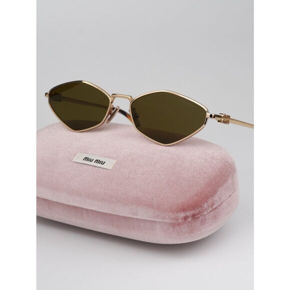 Miu Miu Accessories - NEW Miu Miu MU56ZS 5AK09Z Gold Dark Brown Geometric Unisex Sunglasses MU 56ZS